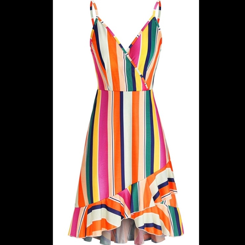 Adjustable Spaghetti Strap Ruffle Dress - image 3